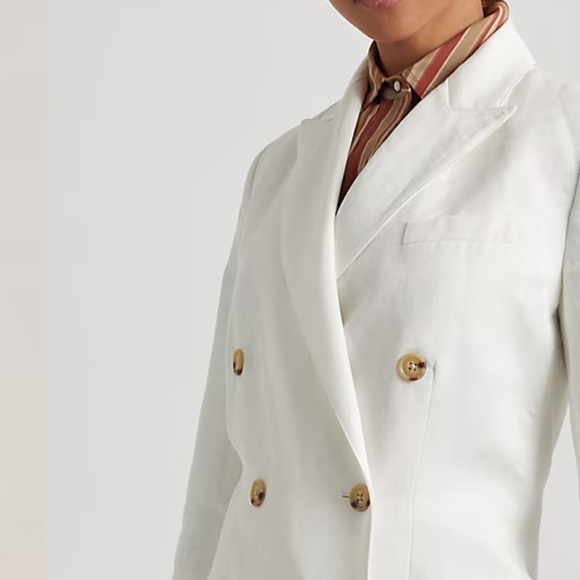 Lauren by Ralph Lauren Double-Breasted Linen-Blend Twill Blazer, RTR - Picture 2 of 14